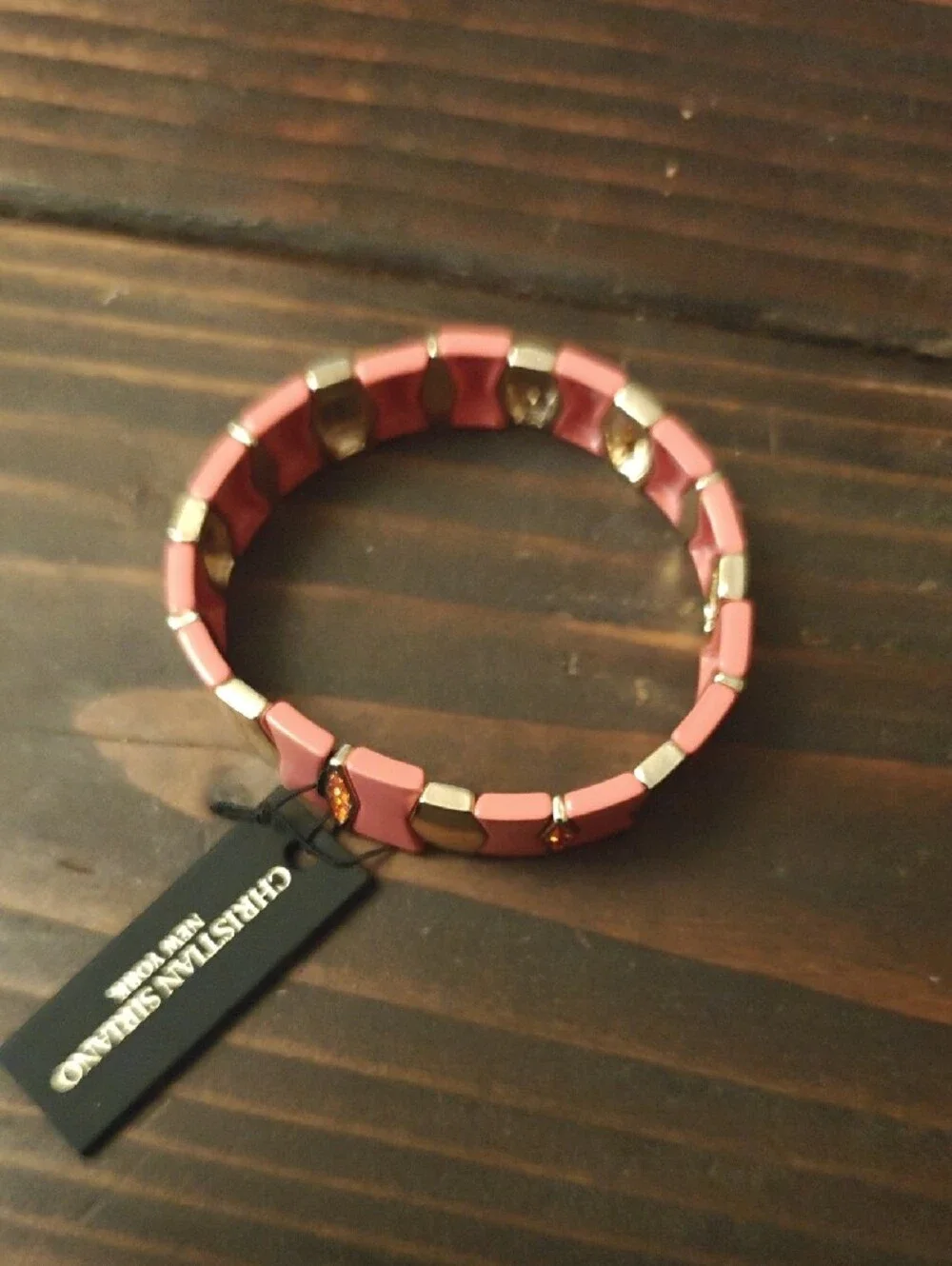 Christian Siriano Pink and Gold Link Bracelet D02 6731